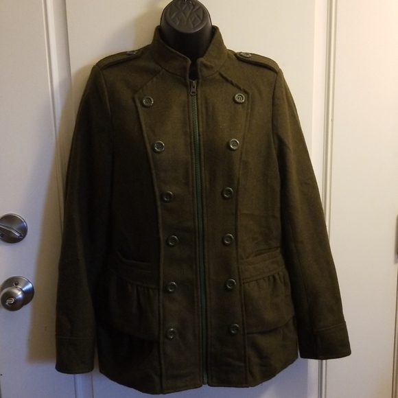 $OLD IP SASHIMI Green Olive pea Coat - Picture 1 of 7